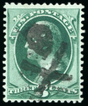 Stamp of United States » 1870-75 National Bank Note Co. and Continental Bank Note Co. Issues 1873 3c green with "Skull & Crossbones" fancy cancel