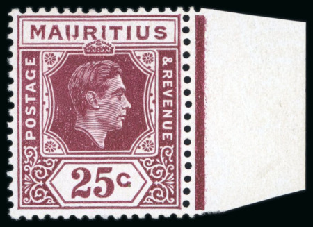 Stamp of Mauritius » Later Issues 1938 Mauritius 25c brown-purple showing plate error : 'IJ' instead U of Mauritius
