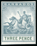 Stamp of Barbados 1892 Seal of Colonies 3d in 7 colour trials
