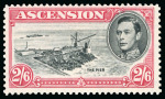 Stamp of Ascension 1938-53 2s6d Black & Deep Carmine perf.13 showing variety "Davit flaw", mint l.h.