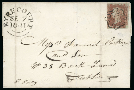 Stamp of Great Britain » 1840 1d Black and 1d Red plates 1a to 11 1841 1d Red pl.11 OI, fine to good margins, tied to 1841 (Sep 8) wrapper from Eyrecourt to Dublin (Ireland) 