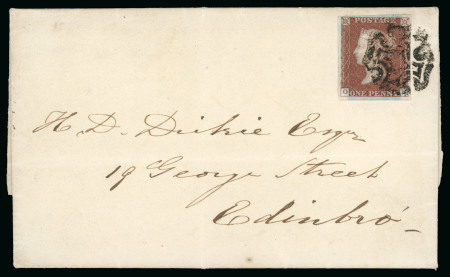 Stamp of Great Britain » 1841 1d Red 1842 (Sep 2) Entire with 1841 1d red pl.22 OB tied by distinctive "large diamond" Leeds Maltese Cross