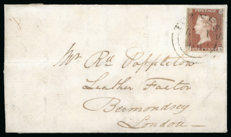 Stamp of Great Britain » 1841 1d Red Totness: 1841 1d Red pl.22 IB, fine to good margins, on 1842 (Aug 1) lettersheet tied by Totness town circular datestamp