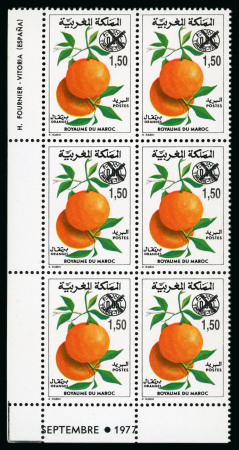 Stamp of Colonies françaises » Maroc 1996, Bloc de 6 timbres-taxe Oranges Y&T n°71A avec