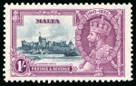 Stamp of Malta 1935 Silver Jubilee group of three with varieties incl. 1s mint with extra flagstaff