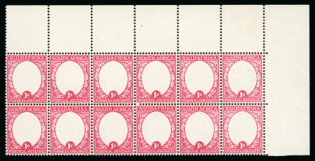 Stamp of South Africa » Union & Republic of South Africa 1926-27 1d Proof of the outer frame only in carmine in top right corner block of 10