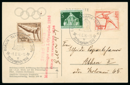 Stamp of Olympics » 1936 Berlin » Special Postmarks Spiro Louis signed official picture postcard of the opening ceremony