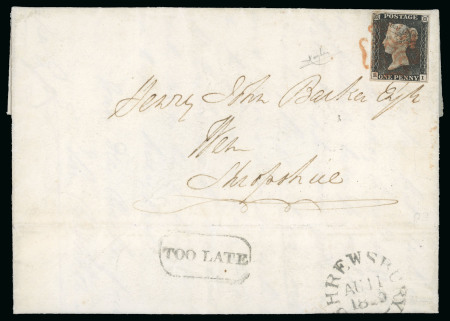 Stamp of Great Britain » 1840 1d Black and 1d Red plates 1a to 11 1840 (August 1) Cover franked with 1d black pl.3 EI