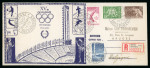 Stamp of Olympics » 1952 Helsinki 1952 Helsinki group incl. attractive printed souvenir cover with set and Olympic cancels and original lettersheet signed by the illustrator
