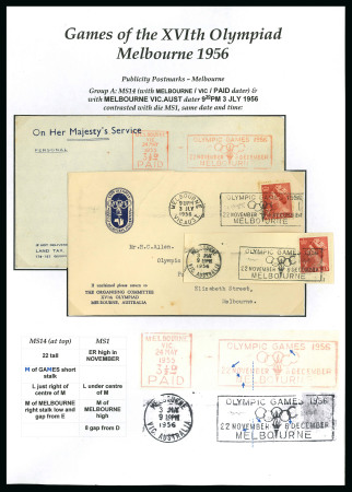 Stamp of Olympics » 1956 Melbourne 1956 Melbourne, complete collection of each and every die of the Olympic slogan cancels 