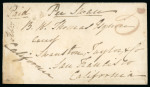 Stamp of Australia » Tasmania 1850 (Feb 18) Envelope from Launceston to California, USA, endorsed "Per Swan"