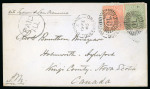 Stamp of Australia » Queensland 1885 (Feb 19) Envelope from Brisbane to Nova Scotia, Canada, with 1882-91 Second Sidefaces 1d and 6d