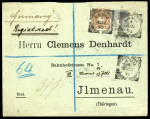Stamp of Kenya, Uganda and Tanganyika » British East Africa 1892 (Jun 22) Envelope sent registered from the Gustav Denhardt correspondence from Lamu with 1890-95 4a and 8a