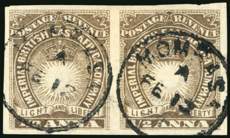 Stamp of Kenya, Uganda and Tanganyika » British East Africa 1890-95 1/2a deep brown imperforate pair used