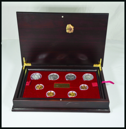 Stamp of Thematics » Sport and Games » Football 2004 FIFA Centenary set of 4 gold and 4 silver coins in a wooden presentation case