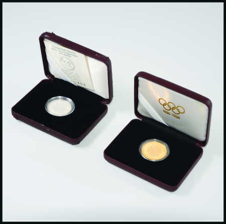 Stamp of Olympics » 1996 Atlanta 1996 Centenary Switzerland gold and silver medallions from the Basel Coin Show