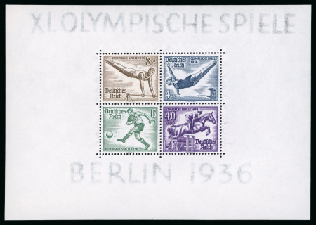 Stamp of Olympics » 1936 Berlin » Stamps 1936 Berlin mini sheet with showing double print of the 40+35pf, very fine and post office fresh, the unique example known