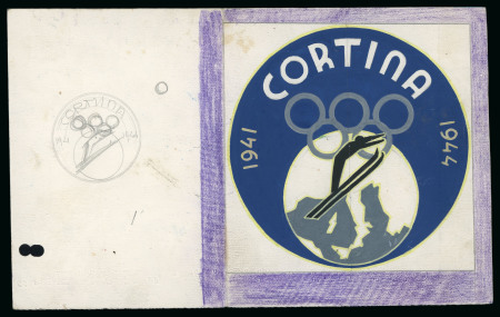 Stamp of Olympics » 1944 Cortina d'Ampezzo (Cancelled) 1944 Cortina hand painted design for the pin badge