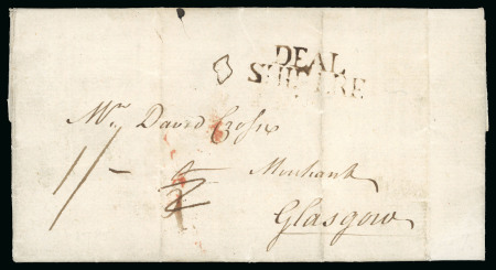 Stamp of Grenada 1785 (Mar 19) Entire letter to Glasgow rated 1/2 and 1/- , showing on reverse fine "GRENADA" second type handstamp