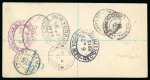 Stamp of Cayman Islands 1915 (31 May) Envelope sent registered to Brazil bearing KEVII 1/2d pair, KEVII 1d and KGV 2 