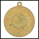Stamp of Olympics » 1896 Athens » Memorabilia 1896 Athens commemorative medal in bronze, 28mm, by Houtopoulos, showing view of Olympic stadium on one side