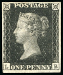 Stamp of Great Britain » 1840 1d Black and 1d Red plates 1a to 11 1840 1d black pl.5 LB unused, fine to large margins