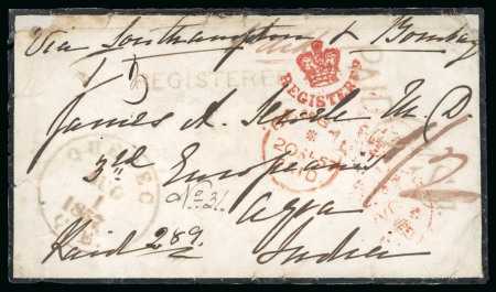 Stamp of Canada 1857 (Aug 1) Envelope sent registered to India from Quebec
