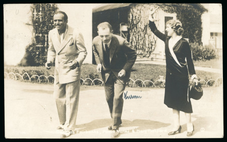 Stamp of Olympics » 1932 Los Angeles Real photographic picture postcard of Paavo Nurmi with film stars Douglas Fairbanks and Mary Pickford
