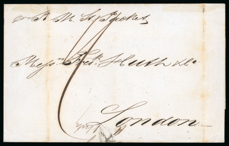 Stamp of Bahamas 1842 Entire from Vera-Cruz to London and sent via the Bahamas, flap with good straight-line "BAHAMAS" hs 