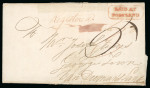 Stamp of Australia » New South Wales 1843 (Aug 18) Entire sent registered to Tasmania bearing a fine strike of the framed "PAID AT / PORTLAND" in red