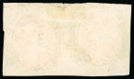 Stamp of Australia » New South Wales 1856-58 6d Vermilion and Prussian blue horizontal pair (pos.34-35) on soft medium yellowish paper, unused 