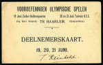 Stamp of Olympics » 1908 London 1908 Participant's card for Olympic Trials in Haarlem ("Vooroefeningen Olympische Spelen"), Netherlands
