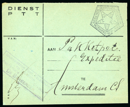 Stamp of Olympics » 1928 Amsterdam » Issued Stamps, Covers and Cancellations 1928 (Aug 11) Official Post Office printed envelope sent free with special Olympic pentagonal ds and violet cachet of the Stadium Post Office