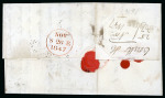 Stamp of Great Britain » 1841 2d Blue 1847 (Nov 25) Entire from London to Edinburgh, bearing 1841 2d. pl. 3 DH-DJ strip of three