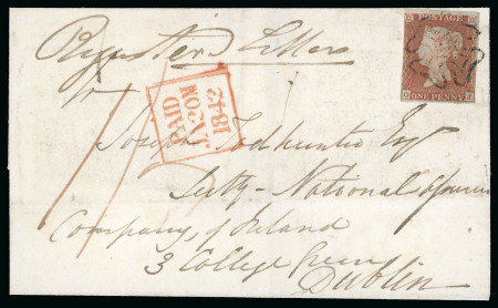 Stamp of Great Britain » 1841 1d Red 1842 (Jan 19) Wrapper sent reigstered from Shinrone (County Offaly) to Dublin with 1841 1d red