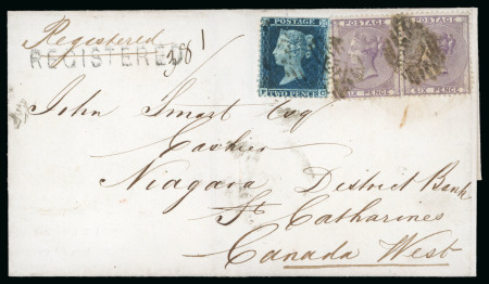 Stamp of Great Britain » 1854-1900 Postal History of the Perforated Line Engraved and Surface Printed Issues 1857 (16 Jan.) wrapper sent registered to St. Catharines Canada West