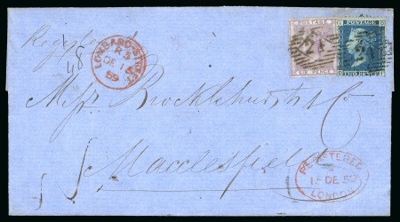 Stamp of Great Britain » 1854-1900 Postal History of the Perforated Line Engraved and Surface Printed Issues 1859 (Dec 15) "Brocklehurst" entire to Macclesfield bearing 1855-57 6d lilac with 2d blue pl.8 tired by London "21" numerals