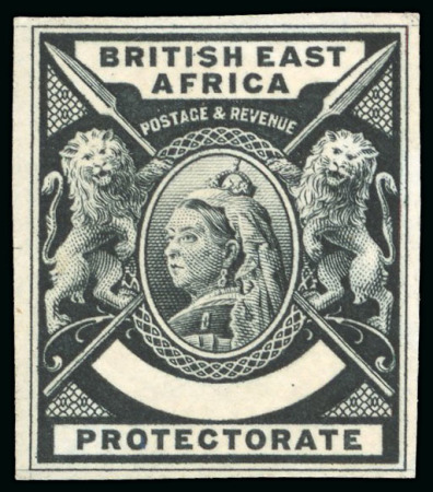Stamp of Kenya, Uganda and Tanganyika » British East Africa 1896 De La Rue small format definitive colour trial with blank value tablet in black on wove paper