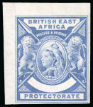 Stamp of Kenya, Uganda and Tanganyika » British East Africa 1896 De La Rue small format definitive colour trial with blank value tablet in pale dull blue on wove paper