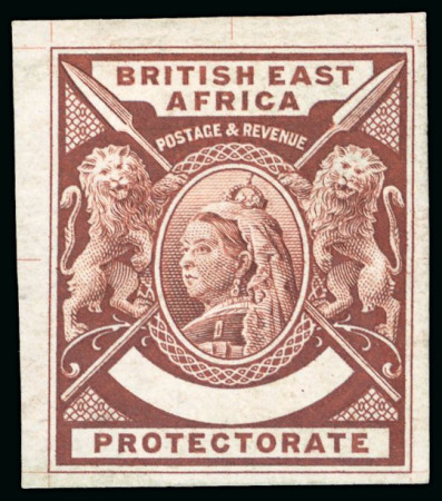 Stamp of Kenya, Uganda and Tanganyika » British East Africa 1896 De La Rue small format definitive colour trial with blank value tablet in chocolate (colour of issued 2a)