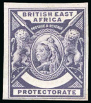 Stamp of Kenya, Uganda and Tanganyika » British East Africa 1896 De La Rue small format definitive colour trial with blank value tablet in deep purple on wove paper