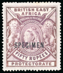 Stamp of Kenya, Uganda and Tanganyika » British East Africa 1897-1903 De La Rue large format 1R to 50R "SPECIMEN" set of 8