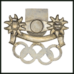 Stamp of Olympics » 1936 Garmisch-Partenkirchen 1936 Garmisch-Partenkirchen group of three pins incl. enamelled & white metal pin showing skier above Olympic Rings