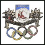 Stamp of Olympics » 1936 Garmisch-Partenkirchen 1936 Garmisch-Partenkirchen group of three pins incl. enamelled & white metal pin showing skier above Olympic Rings