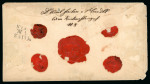 Stamp of Austria 1863 Registered cover sent to London franked with a block of four 15kr blue, paying the registration fee 