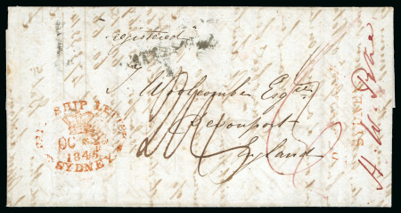 Stamp of New Zealand 1845 (Sep. 4) letter written from Wellington New Zealand