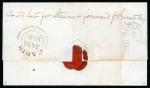 Stamp of Great Britain » Postal History 1842 (Jan 31) Wrapper sent registered from Ireland to New York,