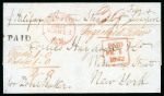 Stamp of Great Britain » Postal History 1842 (Jan 31) Wrapper sent registered from Ireland to New York,