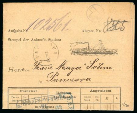 Stamp of Austria 1885-04 Shipping landing bills, lot of five different printed sheets, interesting documents for transport on Danube