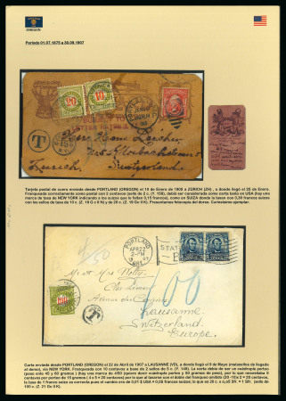 Stamp of Large Lots and Collections 1875-1953 Covers to Switzerland from USA, lot of 35 examples all with postage due applied at destination